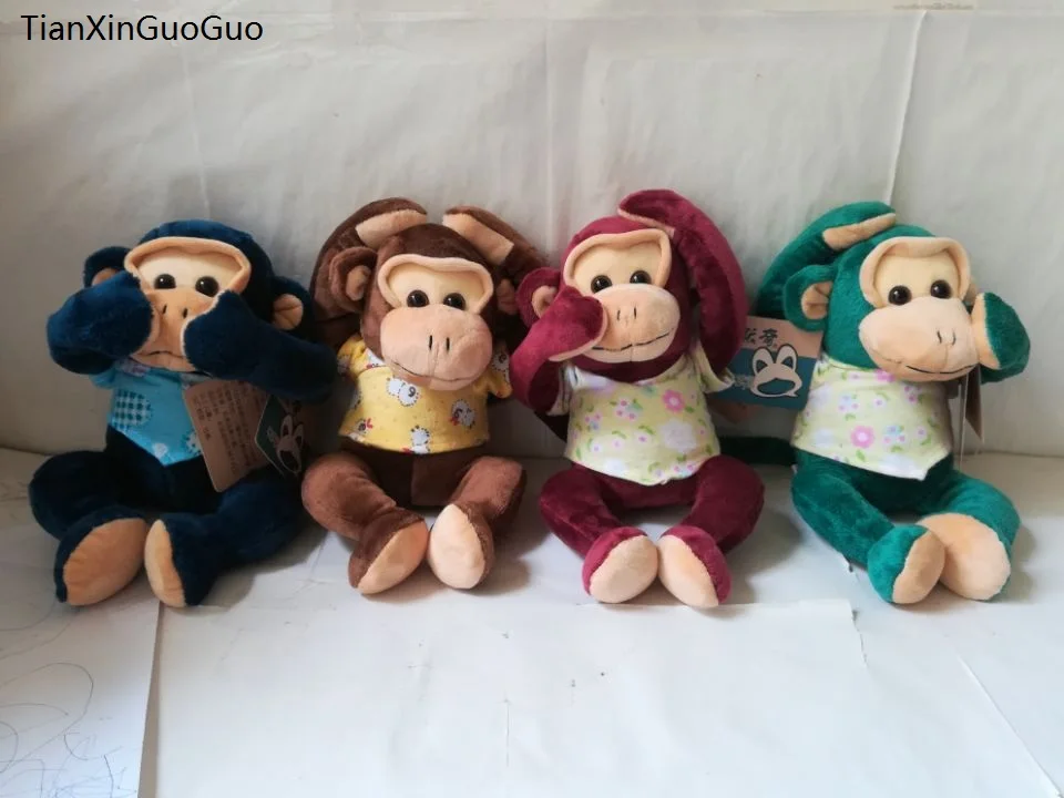 

about 24cm lovely cartoon monkey dressed beautiful cloth plush toy magnet monkey doll soft toy Christmas gift s2217