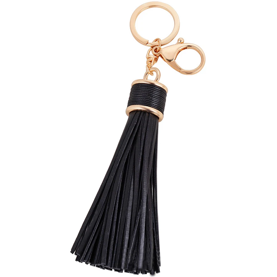 Zinc Alloy Casual PU Leather Tassels Keychain Bag Pendant Metal Car Key Chain Ring Holder Creative Women Jewelry Gift R243