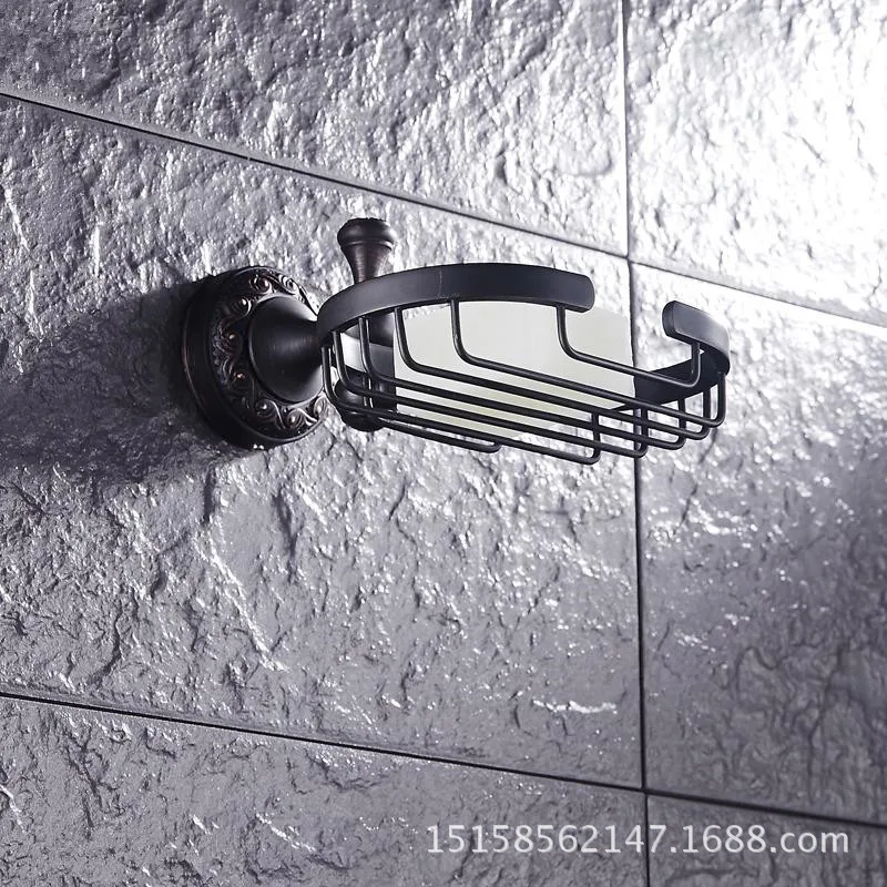 

European simple soap box soap net copper black bronze soap box soap net retro black bronze bathroom pendant