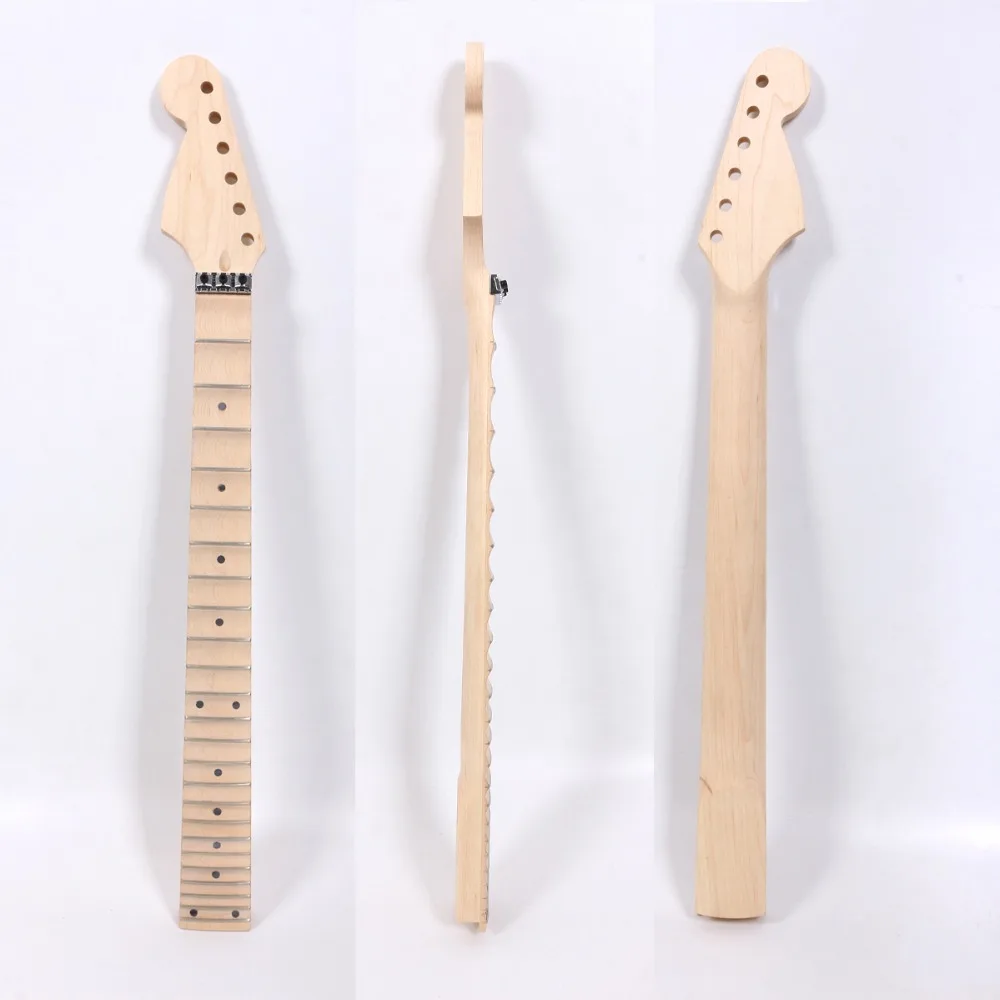 

Unfinished Full scalloped Guitar Neck Electric Guitar Replacement 24 Fret Maple fingerboard black dot inlay