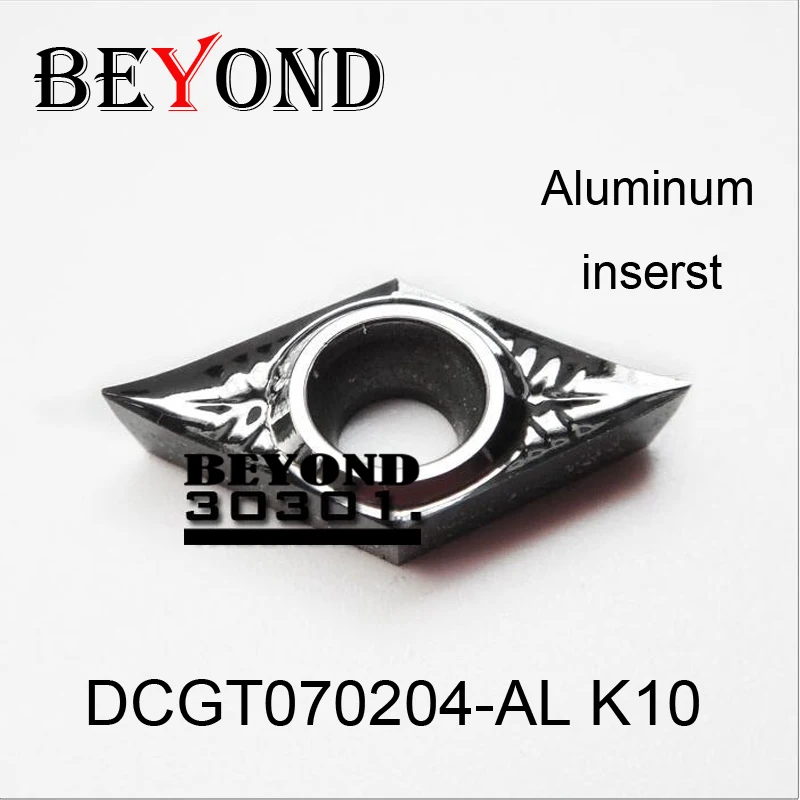 

BEYOND 10 шт. DCGT070204-AL K10 DCGT 070204 обработка алюминия для SDJCR SDUCR SDNCN SDQCR твердосплавный инструмент для обработки деталей вращения вставок токарный станок