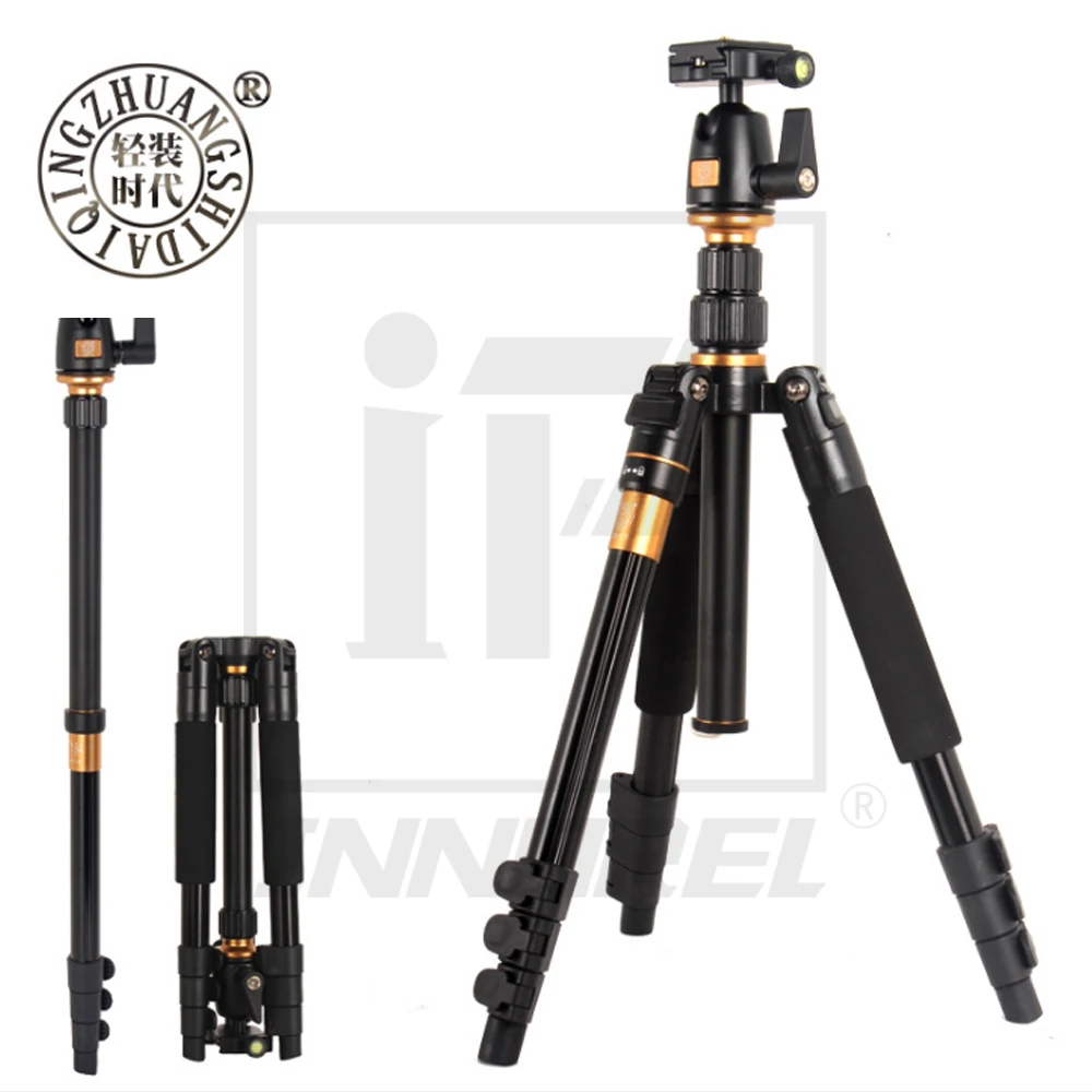 Beike QZSD Q555 Professional Aluminium Alloy Tripod Kit Monopod Ballhead Q.R.Plate For DSLR Camera Light Compact Portable Stand