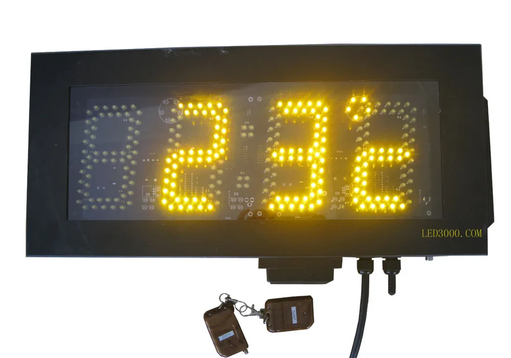 Outdoor waterproof IP65  5inch high brightness 4digits amber color time and temperature clock(HOT4-5A)