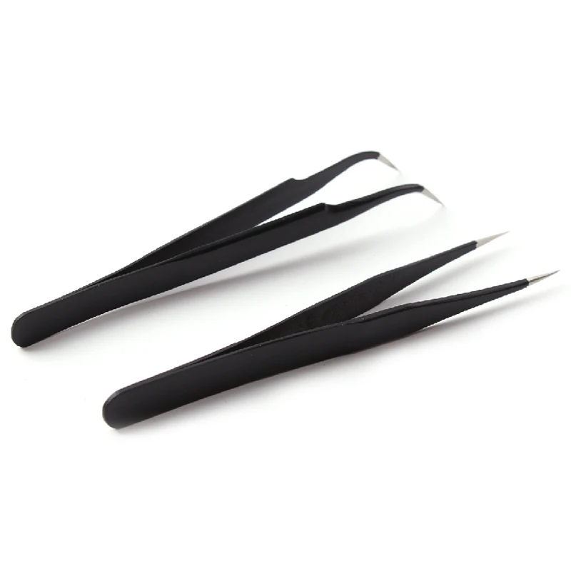 1Pc Stainless Steel Tweezers for Eyelash Extension Straight Or Bend Anti-static Lashes Makeup Tweezer