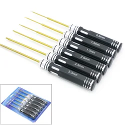 RC Tools 6 pcs hex screw driver Set Titanium Plating Hardened 0.9 1.3 1.5 2.0 2.5 3.0mm screwdriver For Rc Drone Rc toys (1 set)