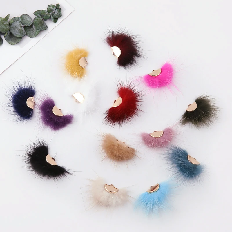 10pcs/lot  winter multi colored mink hair pendant earrings pendant material DIY hand made accessories