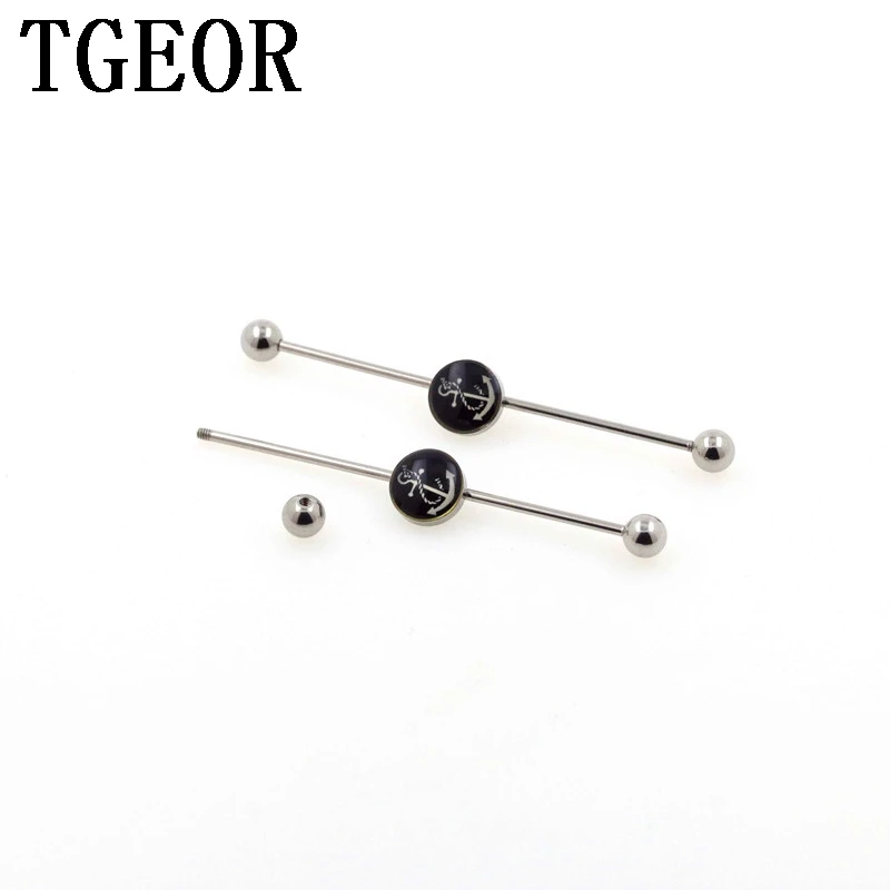 scaffold barbells Charm 10pcs surgical Stainless Steel anchor logo industrial barbell piercing free shipping