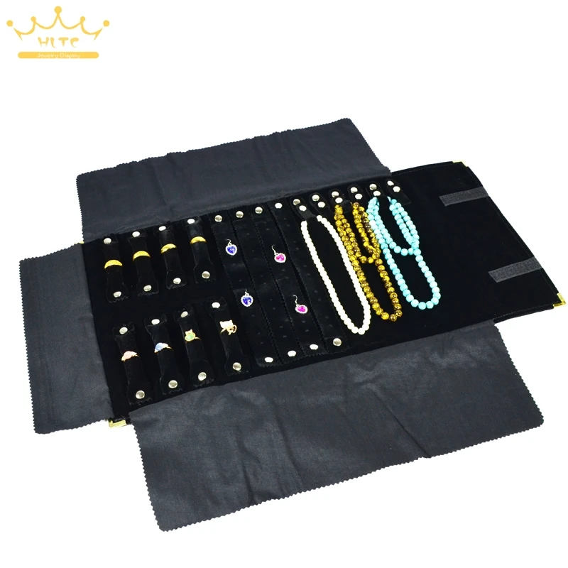 High Quantity Set Jewelry Roll Bag Metal Corner Necklace Ring Earrings Storage Bags Jewelry Orgainzer Box