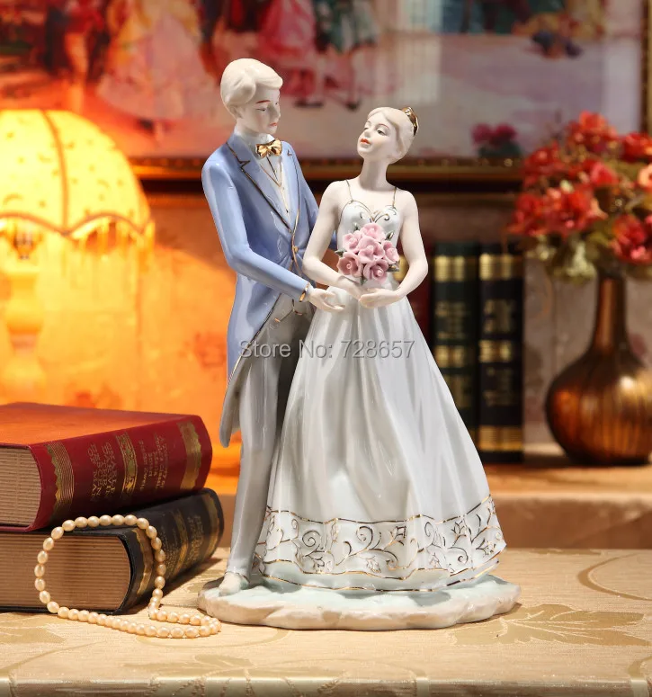 Quality Porcelain Romantic Wedding Couple Sculpture Decoration Gift Craft Accessories for Household Garnish and Valentine's Day