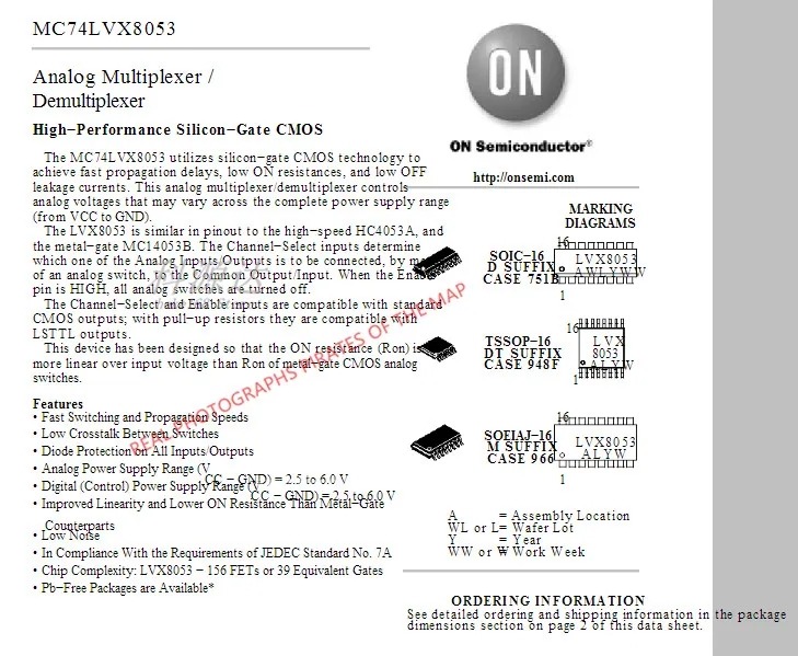 5 개/몫 MC74LVX8053DR2G SOP16 74LVX8053 LVX8053G 재고