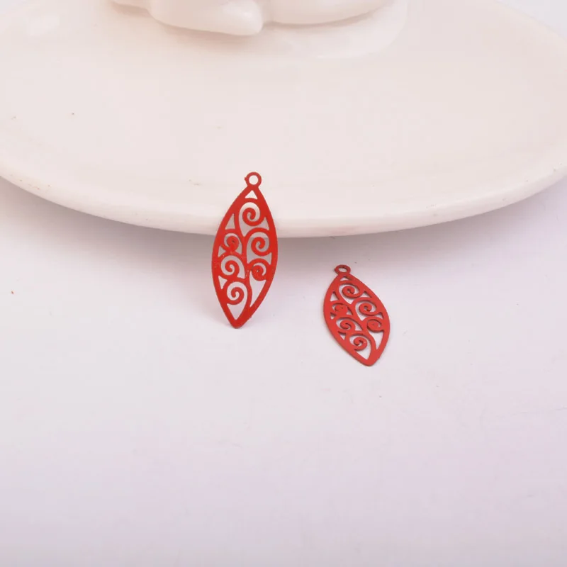100 Stück AC7319 8*20mm Drucke Charms Blätter Verbinder passend für DIY Ohrringe Schmuckzubehör – Detail 9