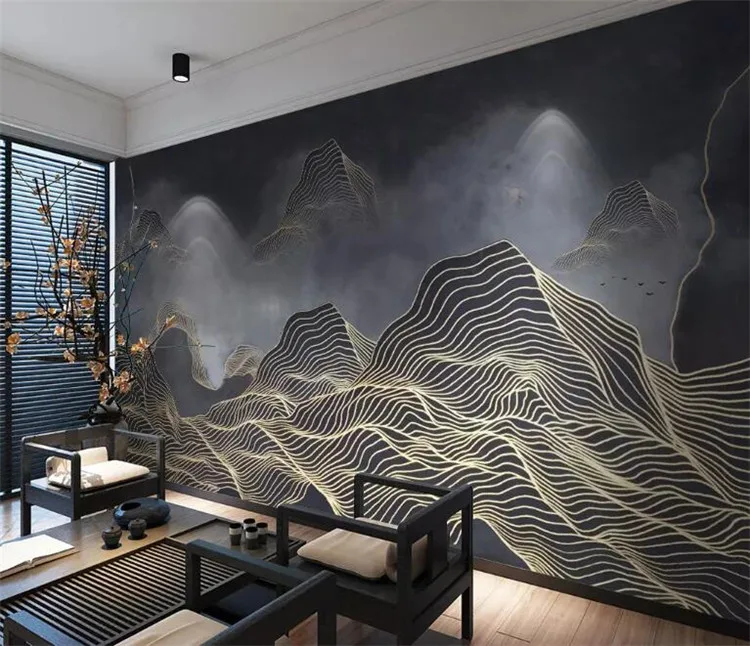 

Custom wallpaper 3D new Chinese abstract lines mood landscape background wall paintings 5d decorative wallpaper 8d