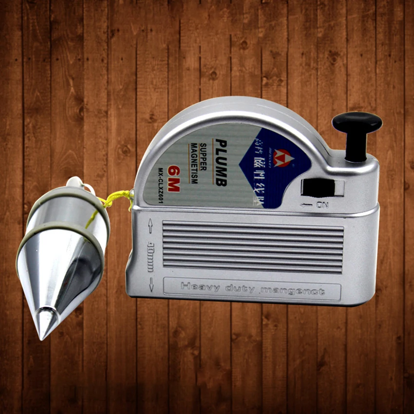 3/6 metro magnético prumo bob setter teste de nivelamento vertical ferramenta de medição linha retrátil carretel pendurado martelo fio ferramentas manuais