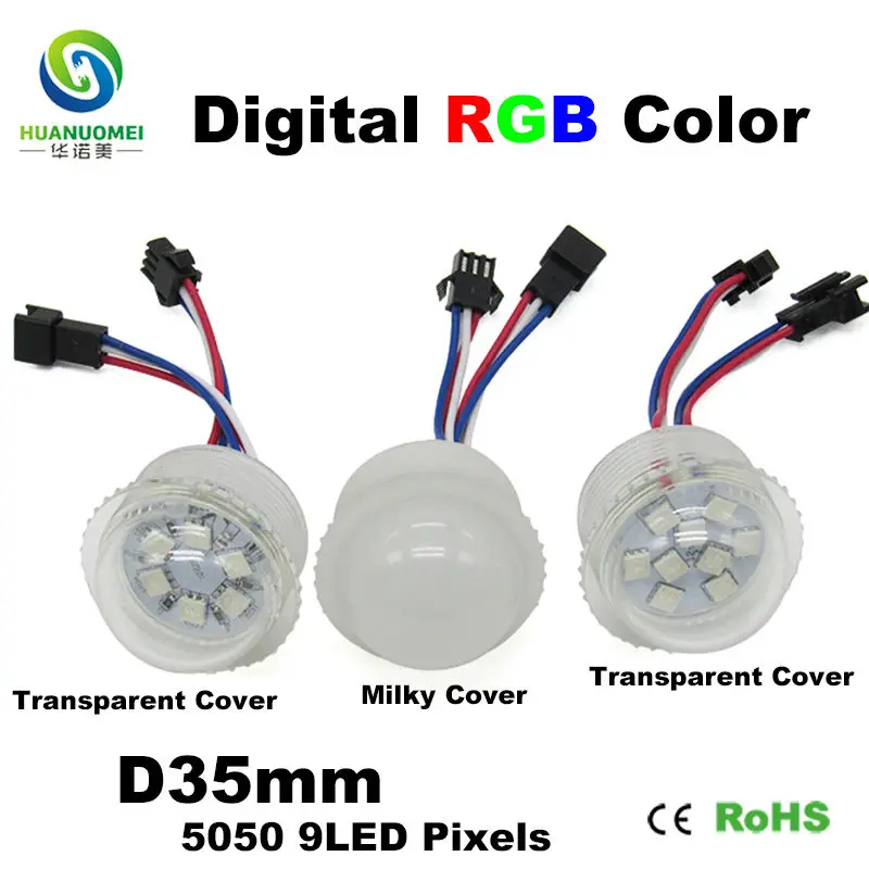 

35mm 9LEDs UCS1903 digital waterproof smart pixel rgb led module rgb 5050 smd lamp addressable bulb amusement park ride light