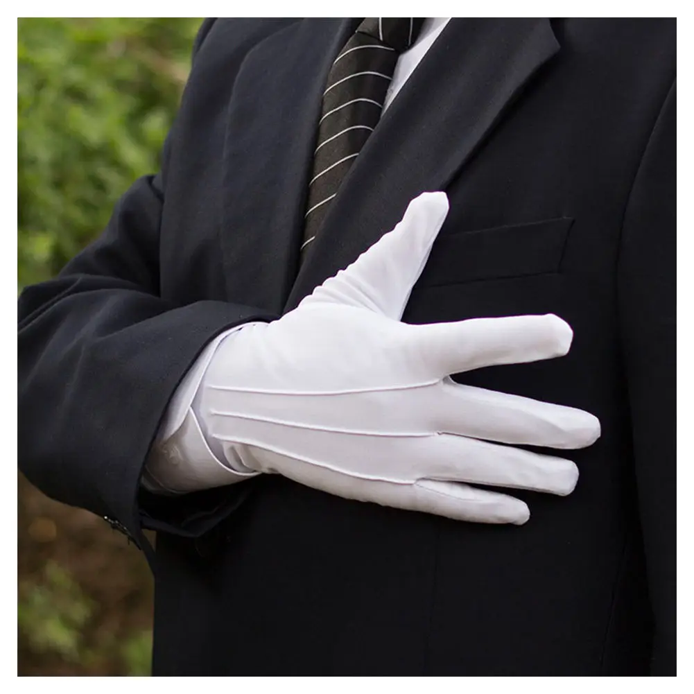 Gants de Poignets artificiel astiques Blancs pour Adulte, 1 Paire, Polyester, Réception, Parade, Inspection, Hiver