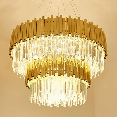 Modern Luxury Golden Chandeliers Hanging Light Crystal Chandelier Lighting Fixture for Home Hotel Restaurant KTV Decor