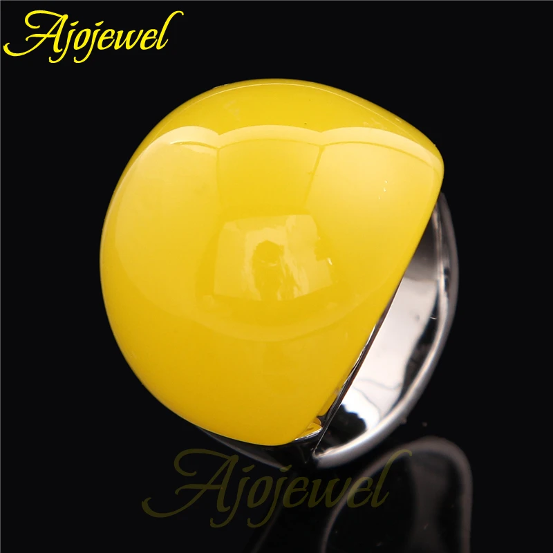 Ajojewel Big Yellow Semi-Precious Stone Rings For Men and Women Brand Fashion Meus Pedidos Jewelry