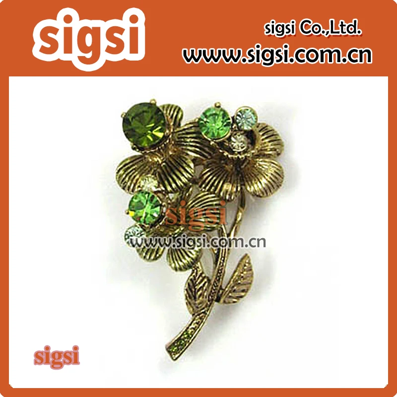 

Copper metal supplier wholesale rhinestone brooch pin for wedding invitation