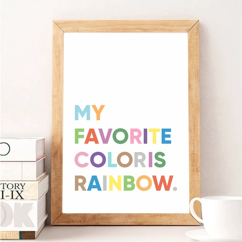 

My Favorite Color Is Rainbow Colorful Quotes Wall Art Canvas Poster Painting Inspirational Words Picture Print Home Room Decor