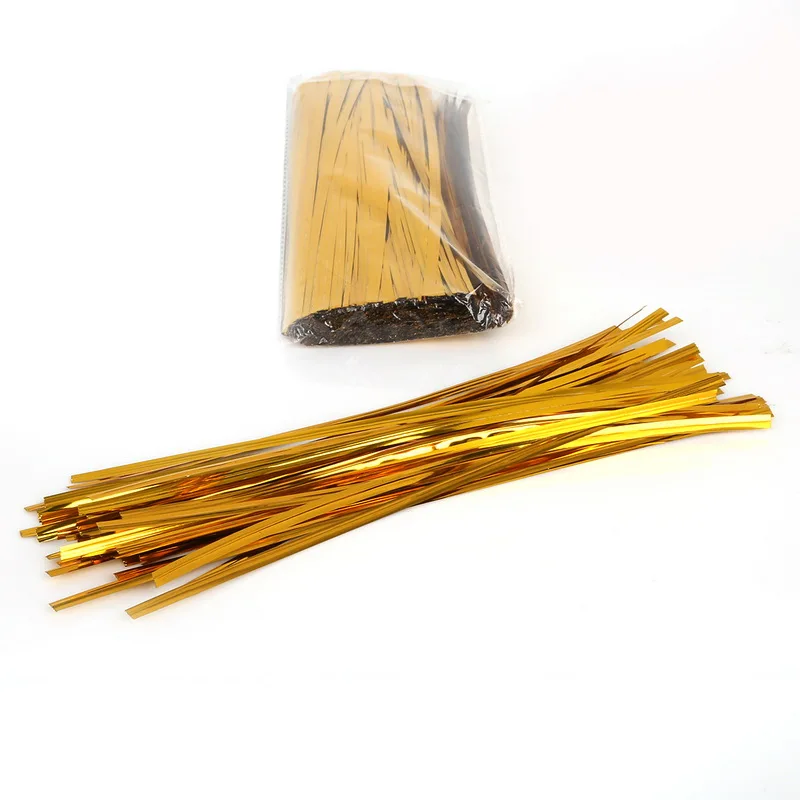 Gold Color 800pcs 4mm Metallic Twist Ties Wire For Cake Pops Sealing Cello Bags Lollipop Packaging Rope Wire Candy Gift