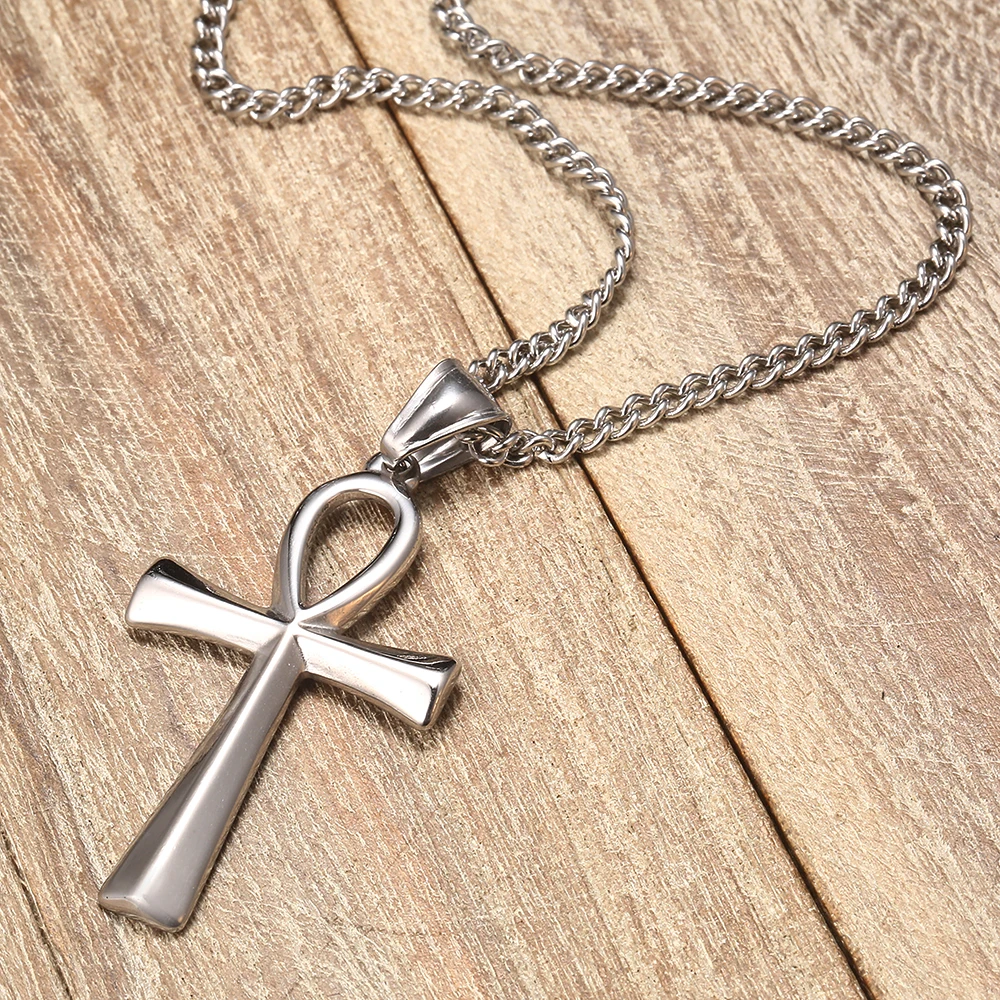 MisenBaBa خمر الفولاذ المقاوم للصدأ المصري ANKH قلادة قلادة للنساء رجل رمز قلادة مصر المجوهرات #5