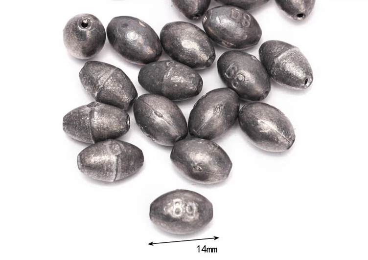 50pcs 8g Olive Shape Weight Fishing Lead Sinkers Fishing Accessories Sinker