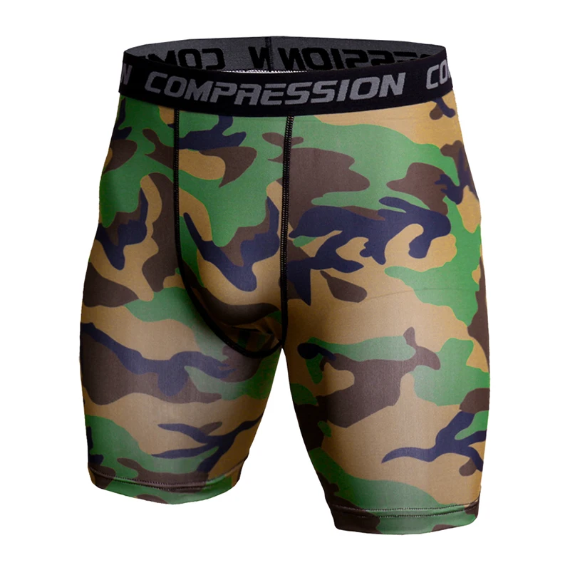 Camouflage Base Layer Running Tights Men Short Quick Dry Bodybuilding Fitness Workout Gyms Shorts Elastic Compression Sportswear