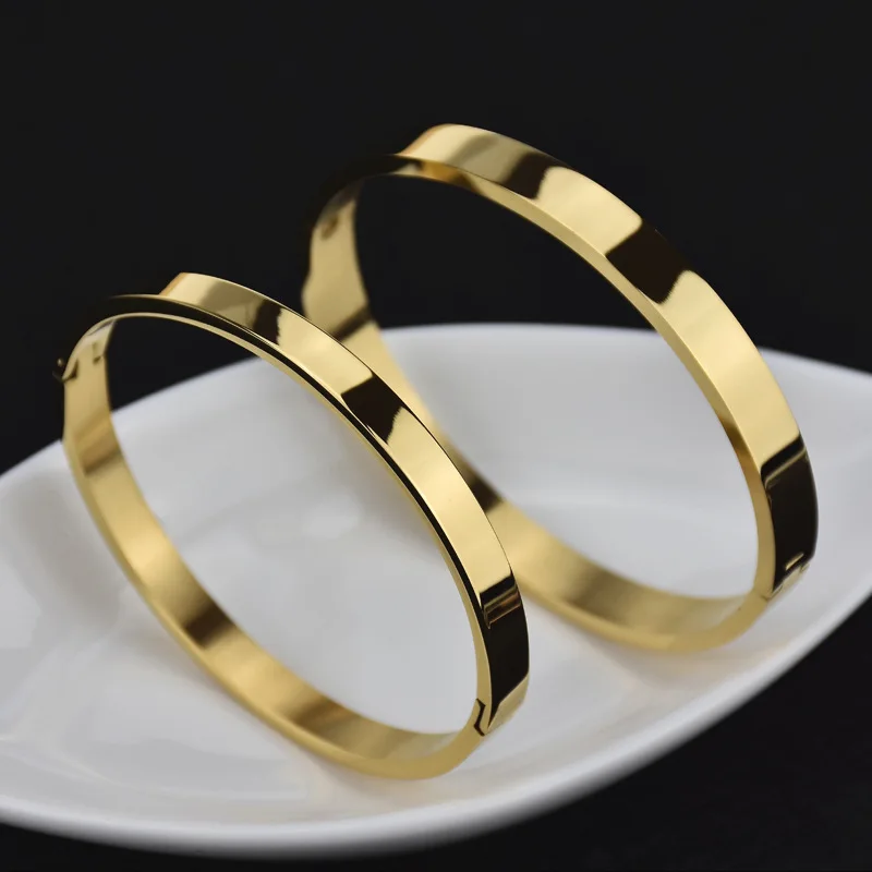 Beichong Gold Color Stainless Steel Bangle For Woman Christmas Gifts Simple Style Never Fade Bangle Love Round Bracelet