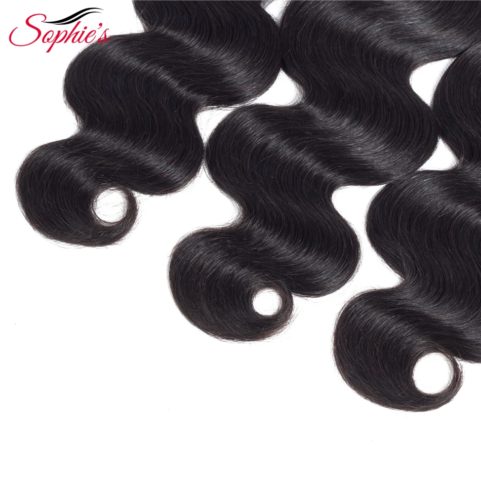 Sophie's Rambut Non-remy Ekstensi Rambut Tubuh Gelombang Malaysia 3 Bundel 100% Rambut Manusia Tenun Warna Alami Rambut