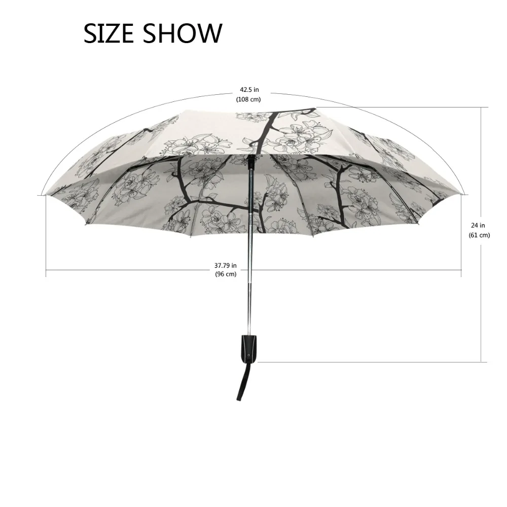 High Quality Elegant Flower Umbrella Clear Women's Umbrella Windproof Folding Umbrella Children Compact Rain Umbrella 3 Folding