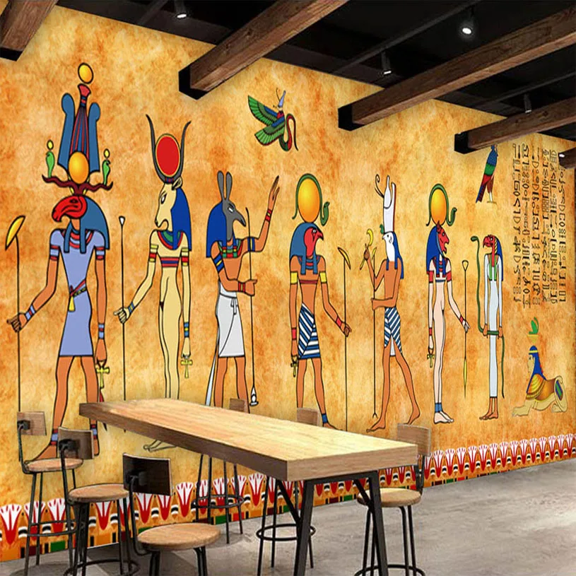 

Custom 3D Photo Wallpaper Vintage Egyptian Murals Bar Restaurant Background Home Decorative Wall Painting Mural Wallpaper Art