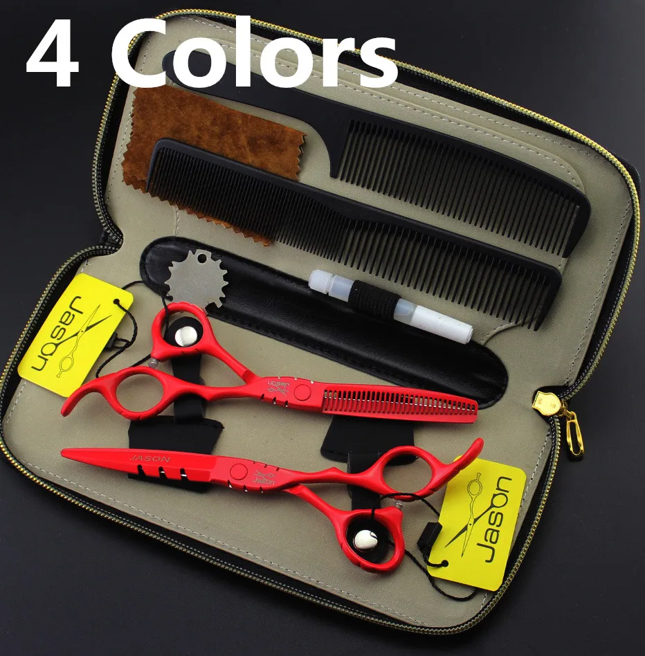 

Парикмахерские ножницы, комплект из 4 предметов, 6 дюймов, 346 см, фиолетовые, брендовые ножницы Jason высшего класса 440C для стрижки, филировочные ножницы, ножницы для волос, 17,5 #