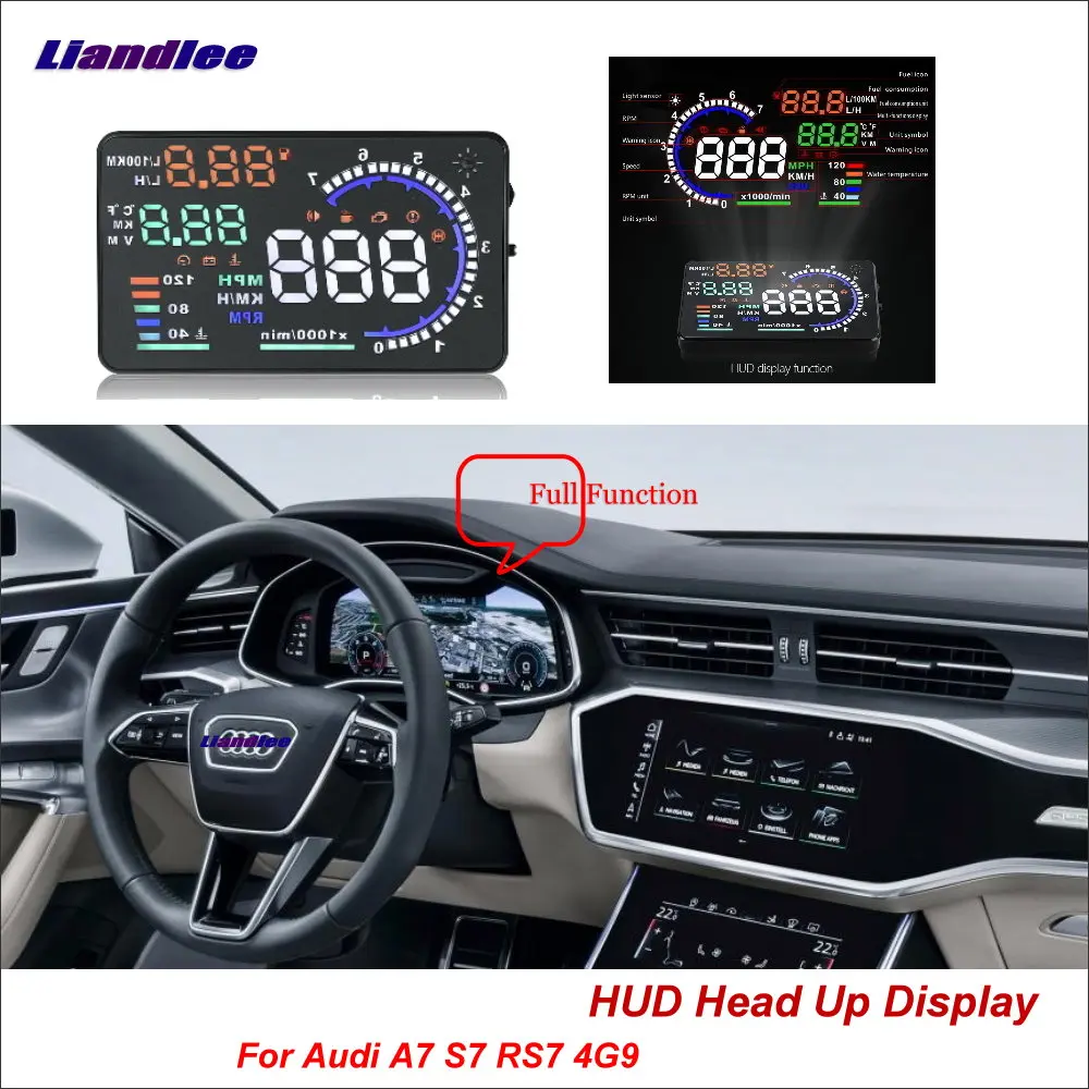 

Liandlee Full Function HUD Car Head Up Display For Audi A7 S7 RS7 4G9 2017 2018 OBD Data Projector Windshield Safe Driving Scree