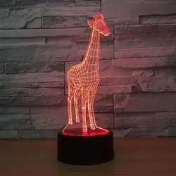 Lámpara 3D de jirafa para niños, lámpara de noche Led RGB de 7 colores, táctil, USB, para mesa, para dormir, novedad, envío directo