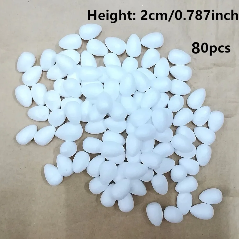 Height: 2cm 80pcs Water Drop Modeling Shaped Styrofoam Foam Crafts DIY Handmade White Foam Rose Buds 20mm