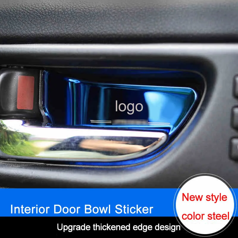 QHCP Car Door Inner Bowl Sticker Stainless Steel Interior Door Bowl Cover Trim Fit For Subaru Forester Legacy Outback XV Impreza