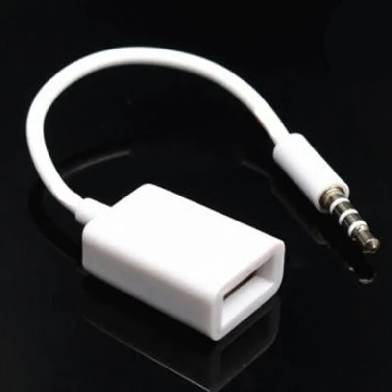 JX-LCLYL Car 3.5mm Male AUX Audio Plug to USB 2.0 Female Converter Adapter Cable New