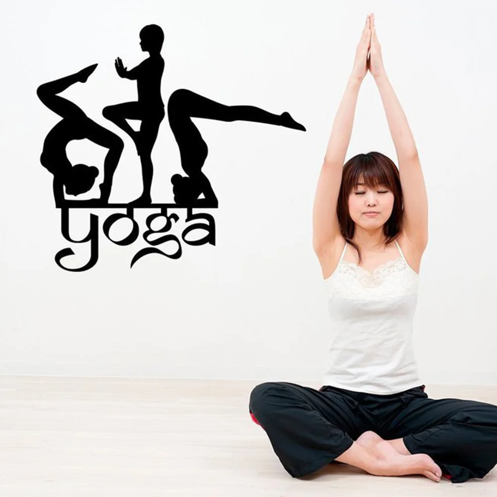 Yoga Studio Sports decor Wall Decal waterproof Vinyl Sticker Yoga Poses Silhouette Wall Art Yoga Position wall Stickers G267