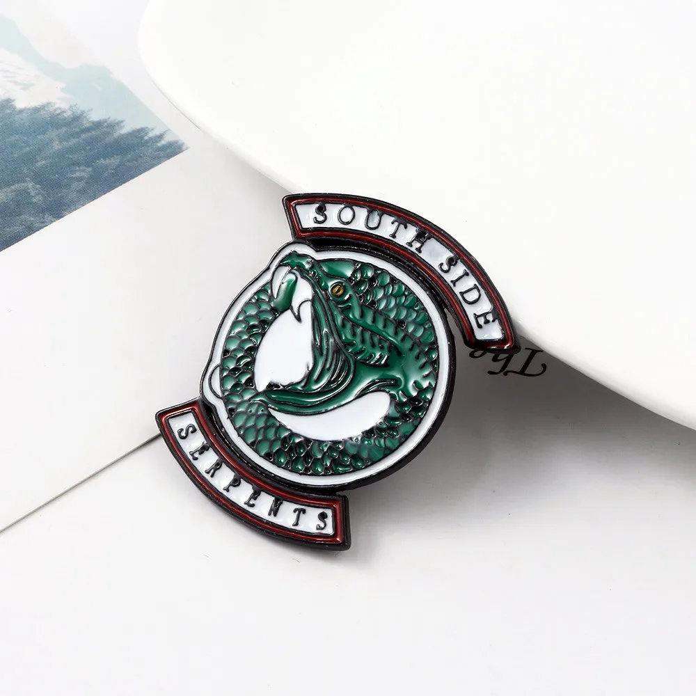 Riverdale South Side Serpents Brooch For Women Men Green Enamel Brooch Pins Bag Coat Accessories