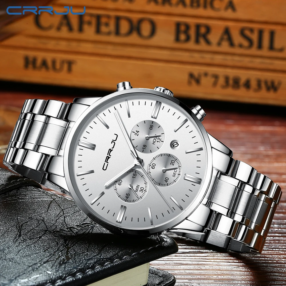 Relogio Masculino CRRJU orologio da uomo moda Sport orologio al quarzo orologio da uomo cronografo orologio da polso impermeabile di lusso delle