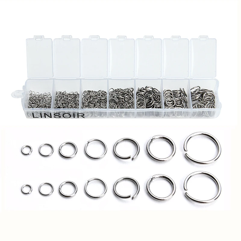 1Box 3 4 5 6 7 8 10mm Stainless Steel Open Jump Ring Connectors DIY For Necklace Bracelect Jewelry Making Kits Finding Supplies