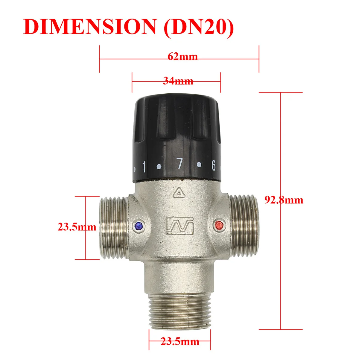 Imagem -03 - Válvula Termostática de Energia Solar Bronze Misturador de Temperatura do Banheiro Controle Dn15 Dn20 Dn25