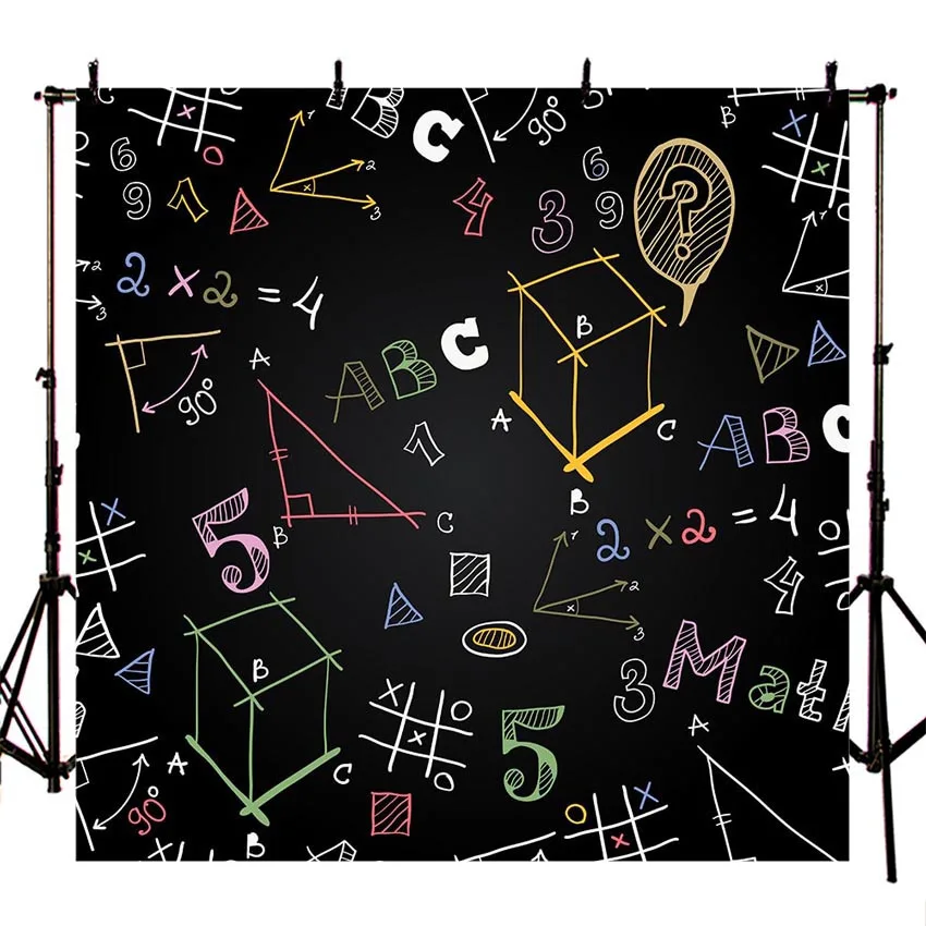 Comophoto Art Fabric Back To School Geometric Shapes Blackboard backdrops for photography Background children Photo Studio Prop