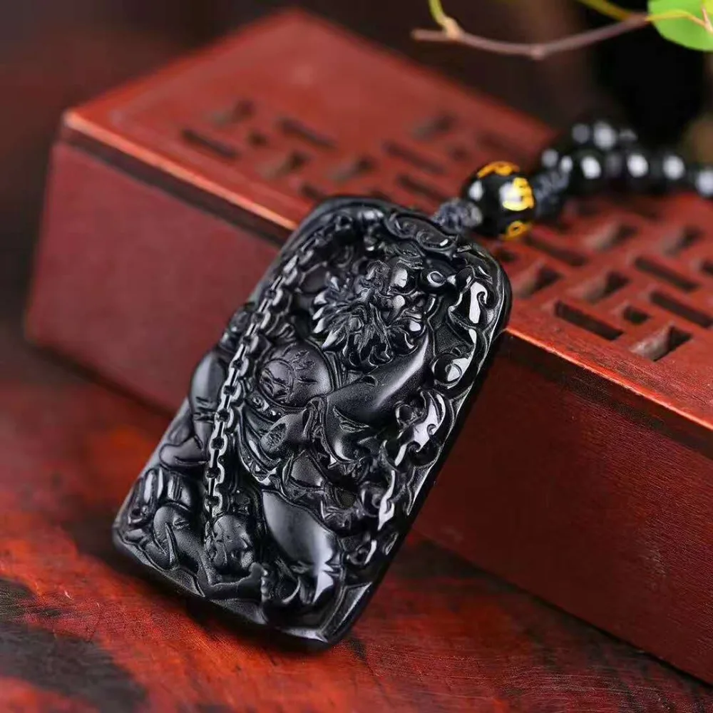 Obsidian Pendant Brave Male and Female Zhongkui Necklace Pendant Fine Jewelry