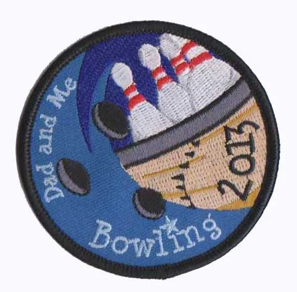 Embroidery Bowling Logo Patches Made by Twill with Merrow border OEM services Competitive Price with 50pcs free shipping