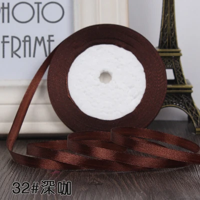 25 Yards 6mm Black Single Face Satin Ribbon Wholesale Gift Packing Christmas Ribbons Wedding Party Decorative Crafts Ribbons