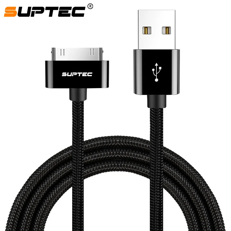 SUPTEC USB Cable for iPhone 4 4S Nylon Braided Wire Fast Charging 30 Pin Charger Cable for iPad 1 2 3 iPod Nano Data Cord