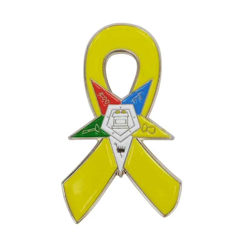 Support Our Troops Awareness Eastern Star OES Yellow Ribbon Lapel Pins