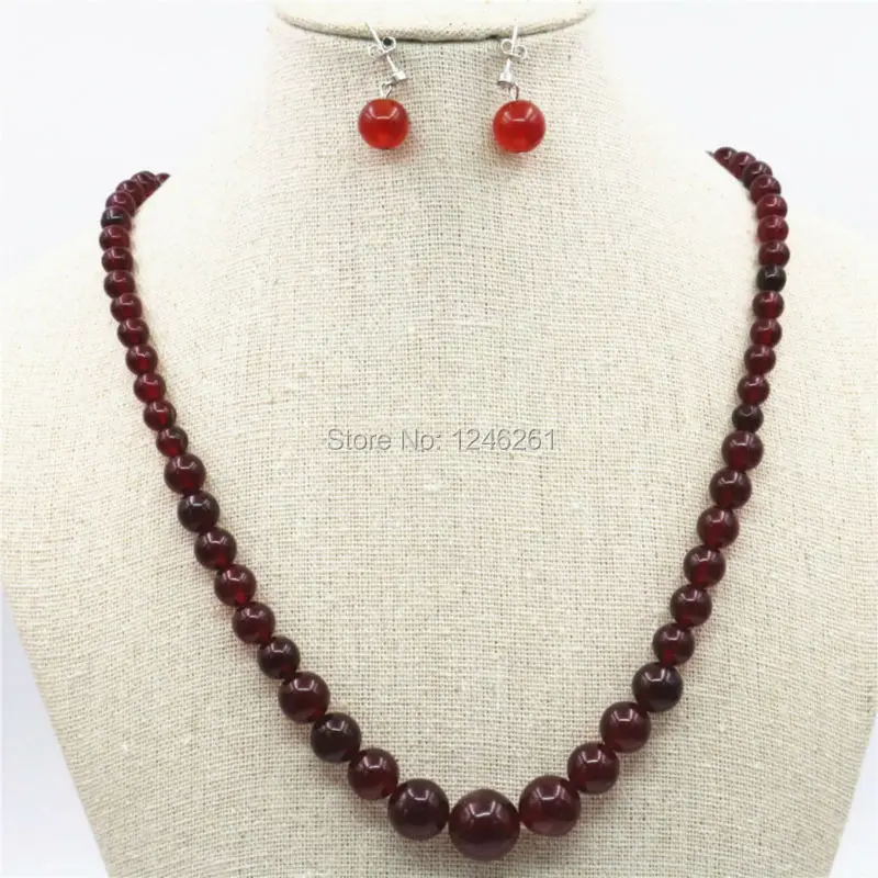 6-14mm Natural Red Stone Beads Sardonyx Round Fashion Jewelry Making Necklace Chain Earrings Sets Jewelry Sets Women Girls Gifts