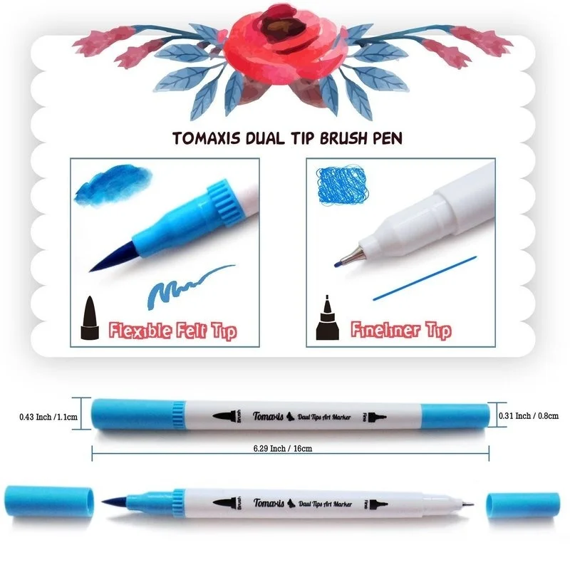 สีสัน Dual เคล็ดลับ 100 สี Fine แปรง Marker ปากกา 0.4 มิลลิเมตร Paintbrush สีน้ำหมึกปากกา Marker สำหรับวาดอุปกรณ์ศิลปะ